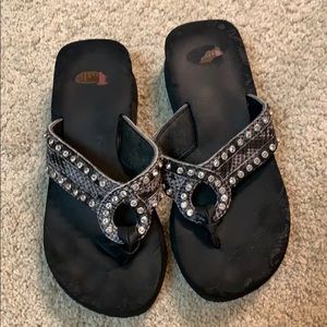 Justin Bejeweled Snake skin design Sandals